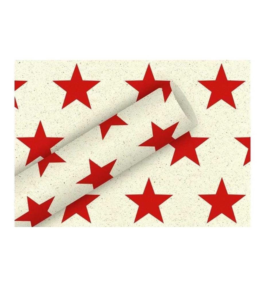 Braun + Company Geschenkpapier Graspapier Grand Star Rot