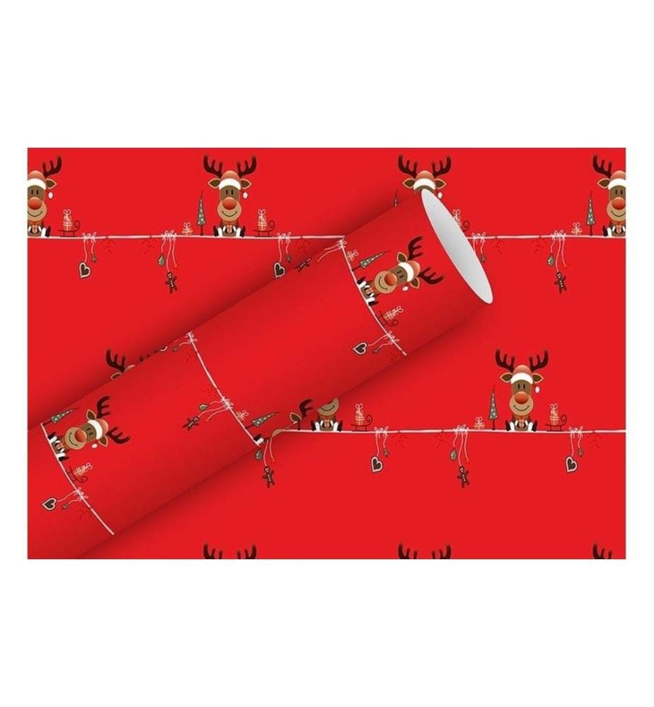 Braun + Company Geschenkpapier Little Rudy 2m x 70 cm, Rot