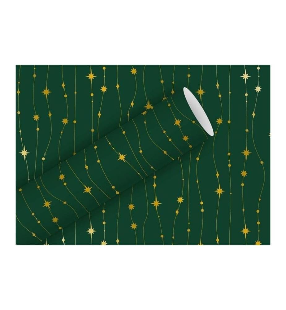 Braun + Company Papier cadeau Chaîne à paillettes 2 m x 70 cm, vert