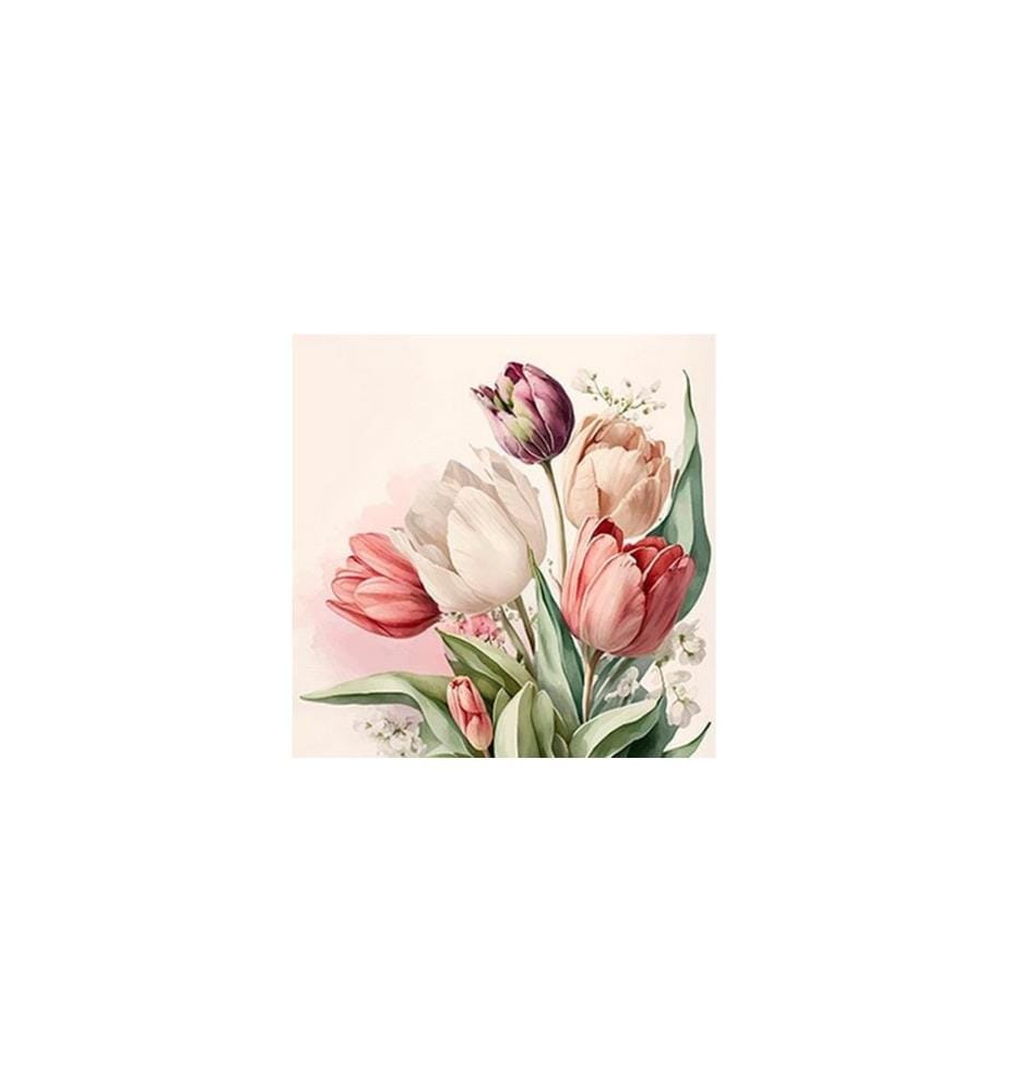 Braun + Company Serviettes en papier Vintage Tulip 33 cm x 33 cm, 20 Pièce/s