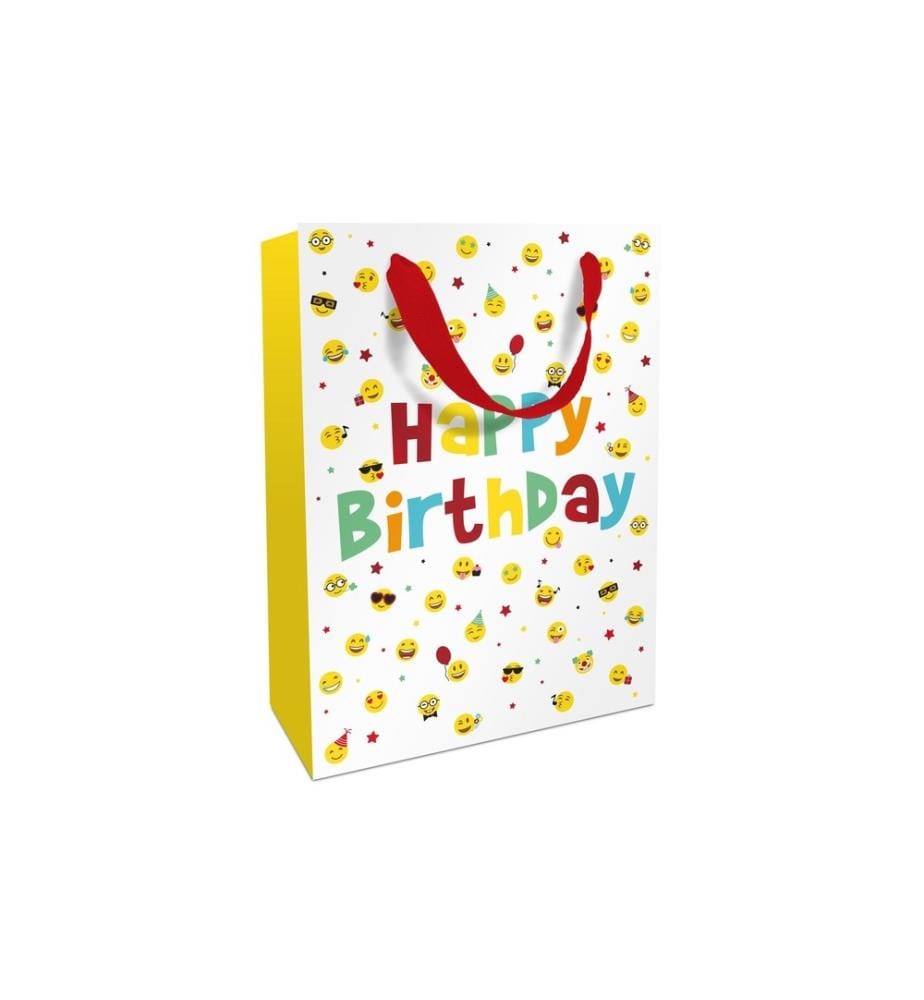 Braun + Company Geschenktasche Birthday Smileys 26 x 36 x 13 cm, Gelb/Weiss