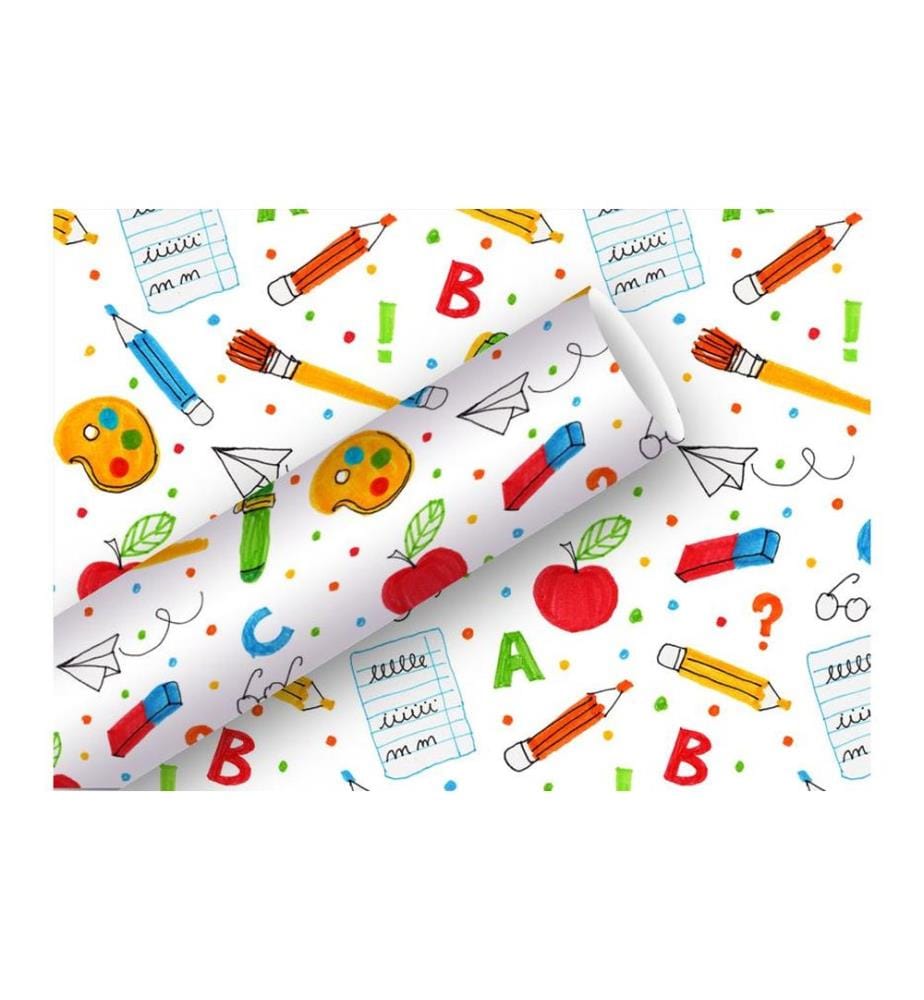 Braun + Company Geschenkpapier Schule 2 m x 70 cm, Mehrfarbig