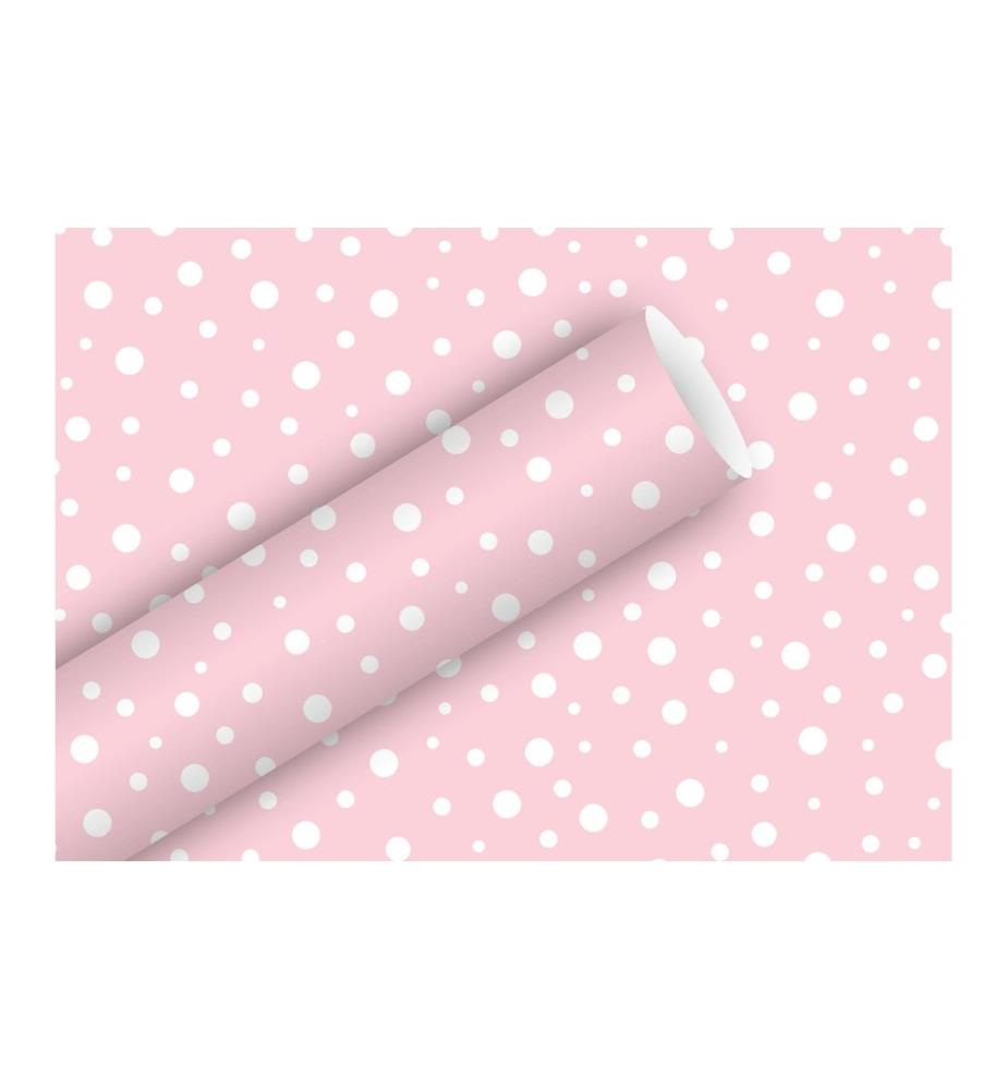 Braun + Company Geschenkpapier Polka Dots 2 m x 70 cm, Rosa/Weiss