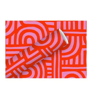 Braun + Company Geschenkpapier By Nature Labyrinth 2 m x 70 cm, Rot/Rosa