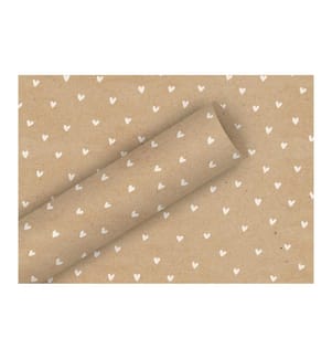 Braun + Company Geschenkpapier By Nature Herzilein 2 m x 70 cm, Braun/Weiss