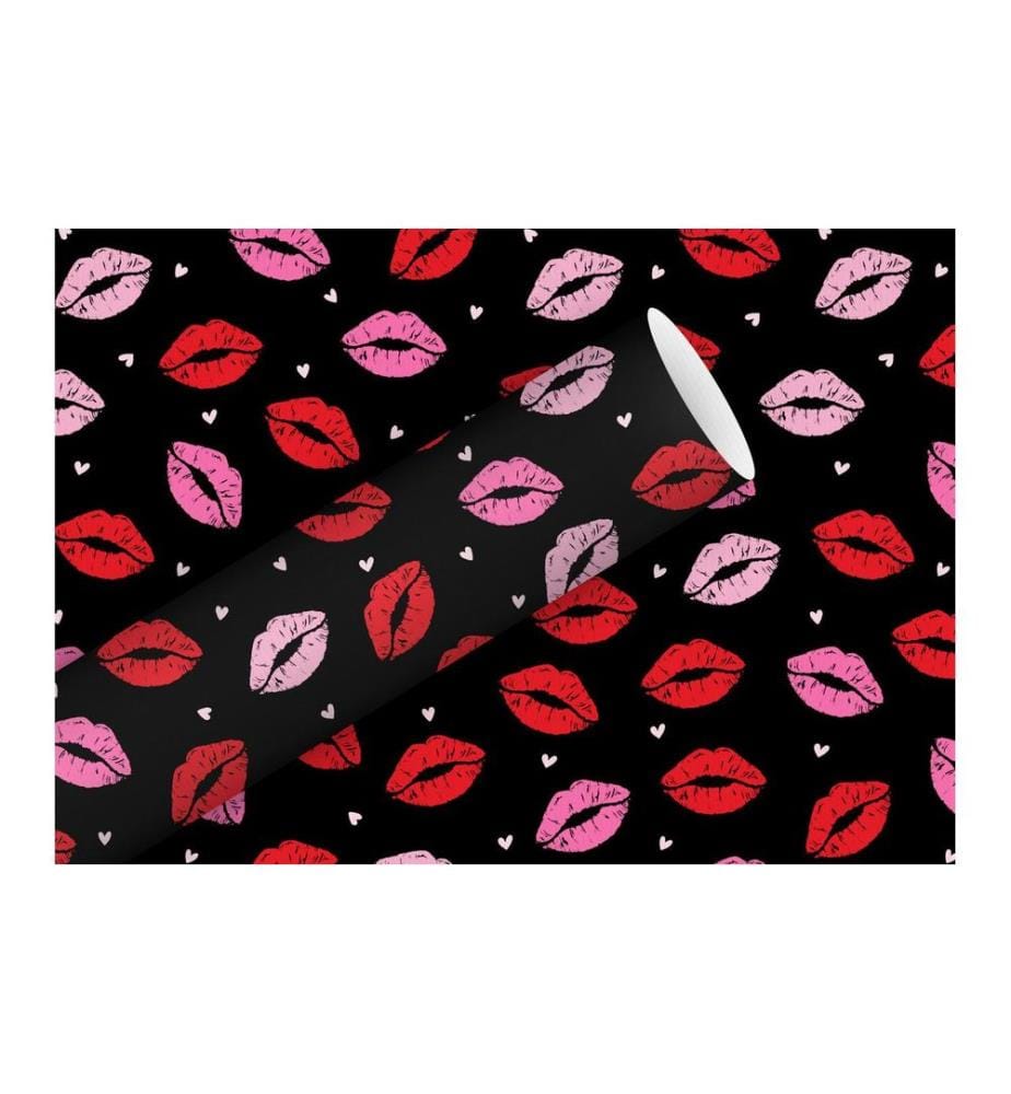 Braun + Company Geschenkpapier Lippen schwarz, 2 m x 70 cm