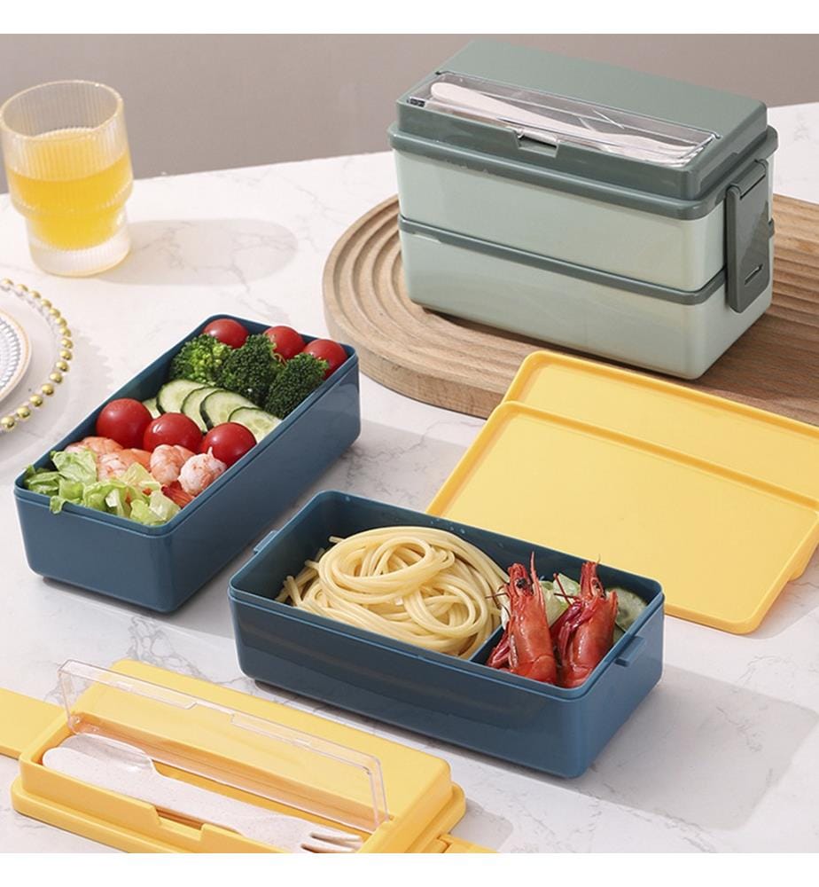 Boîte à lunch hermétique à deux niveaux - Bleu marine