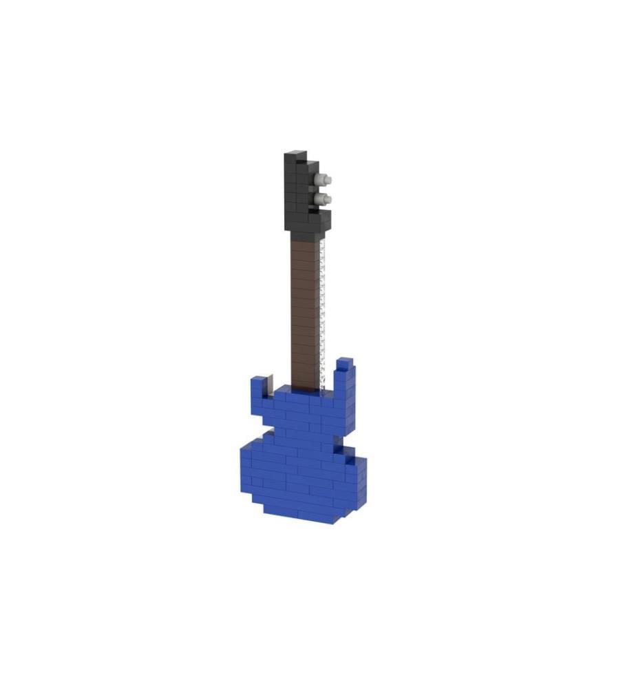 BRIXIES Bausteinmodell E-Gitarre Blau aus 140 Bausteinen