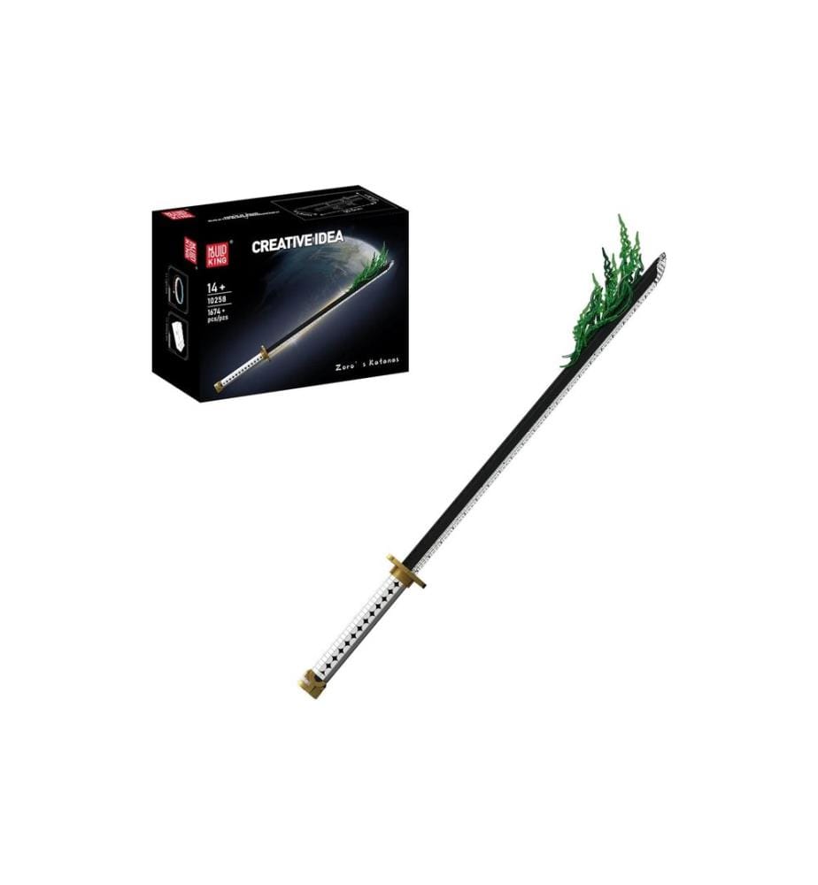 Mould King Katana de Zoro avec pièces à effet d'énergie vert émeraude 99.5 cm