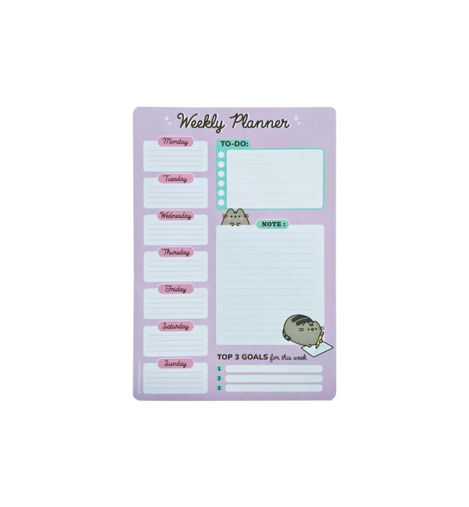 UNDERCOVER - Agendas bloc-notes hebdomadaires Pusheen 52 feuilles, 19 x 28 cm