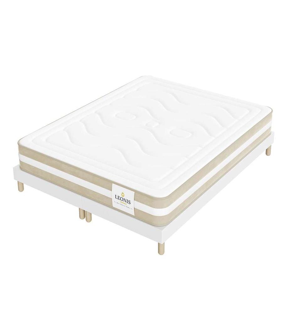 Pack Gamma Matratze 180 x 200 + 2 Lattenroste 90 x 200 + 2 Kopfkissen 60 x 40 + 1 Duvet 240 x 260 cm - Höhe 30 cm