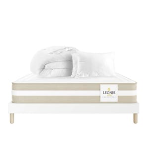 Pack Gamma Matratze + Einlegerahmen 160 x 200 + 2 Kopfkissen 60 x 40 + 1 Duvet 220 x 240 cm - Höhe 30 cm