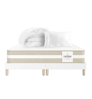 Pack Gamma Matratze 160 x 200 + 2 Lattenroste 80 x 200 + 2 Kopfkissen 60 x 40 + 1 Duvet 220 x 240 cm - Höhe 30 cm