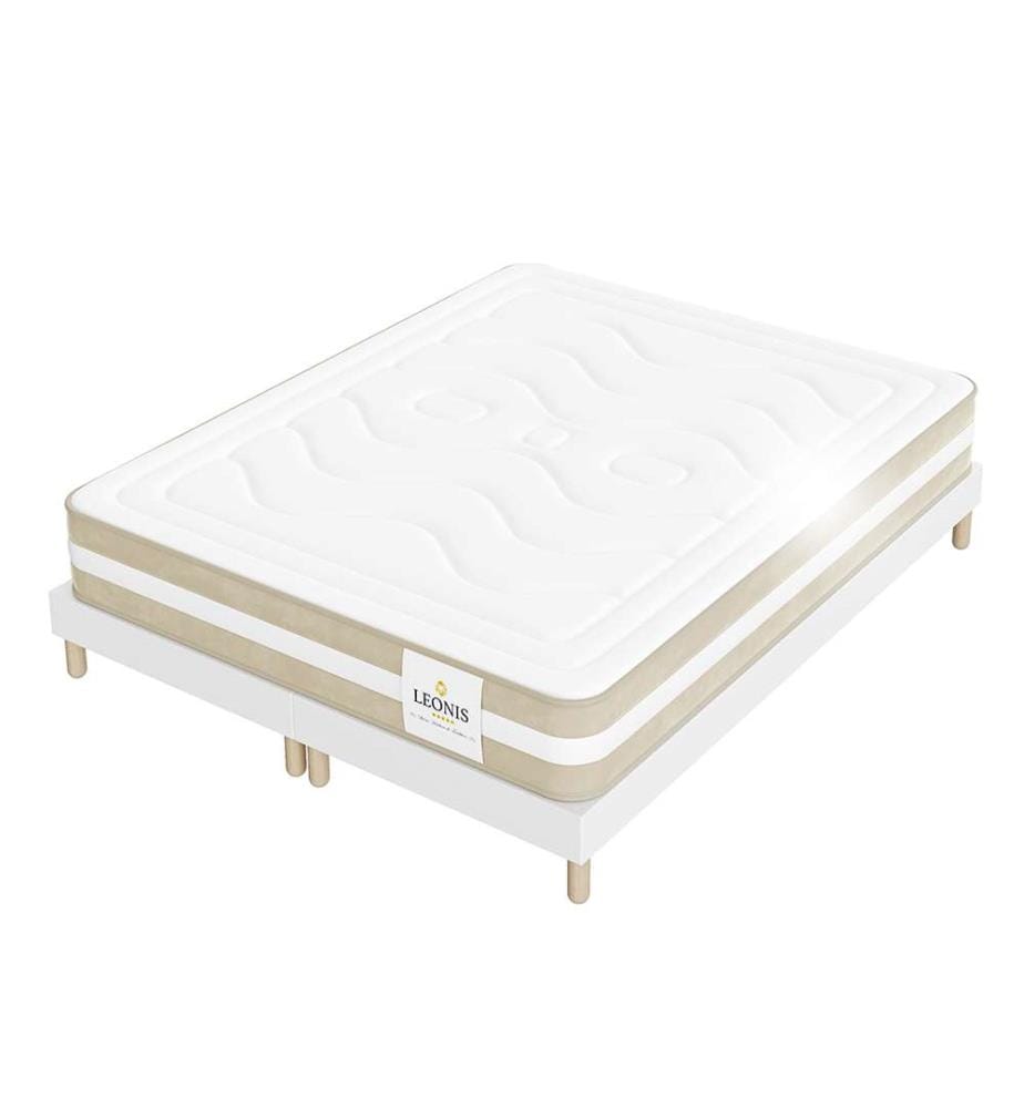 Pack Gamma Matratze 160 x 200 + 2 Lattenroste 80 x 200 + 2 Kopfkissen 60 x 40 + 1 Duvet 220 x 240 cm - Höhe 30 cm