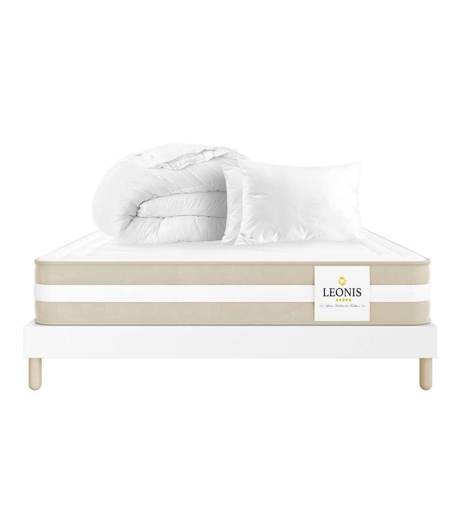 Pack Gamma Matratze + Lattenrost 140 x 200 + 2 Kopfkissen 60 x 40 + 1 Duvet 200 x 200 cm - Höhe 30 cm