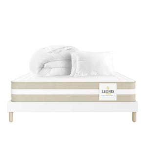Pack Gamma Matratze + Lattenrost 140 x 200 + 2 Kopfkissen 60 x 40 + 1 Duvet 200 x 200 cm - Höhe 30 cm
