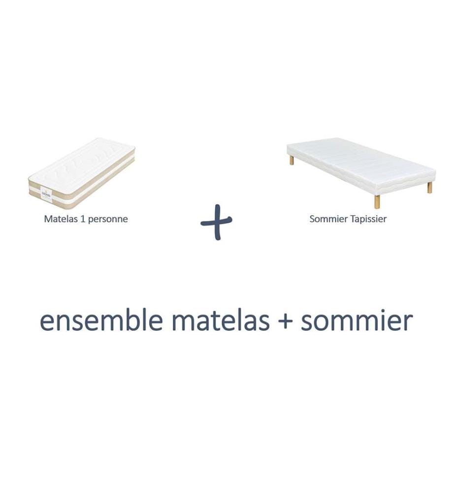 Pack Gamma Matratze + Lattenrost 90 x 200 cm - Höhe 30 cm