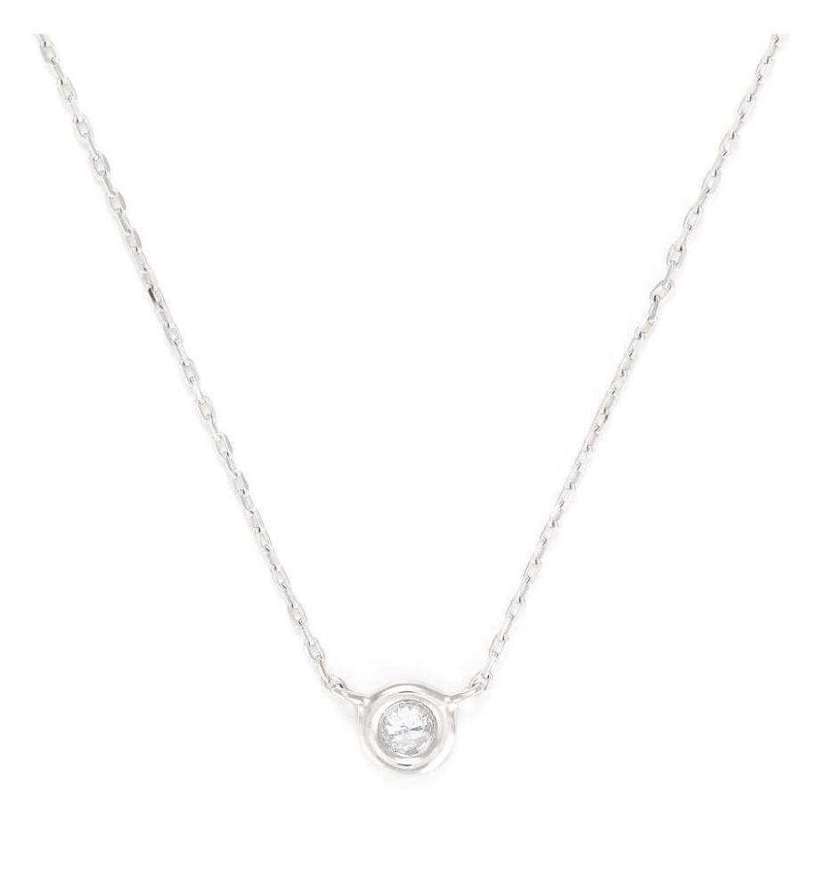 Collier Petit solitaire - Or Blanc 375/1000