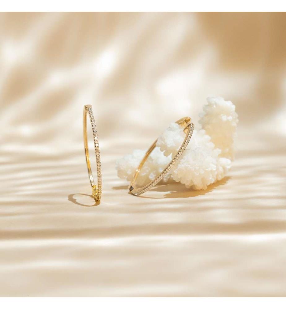 Elegante Ohrringe Kreolen - Gelbgold 375/1000