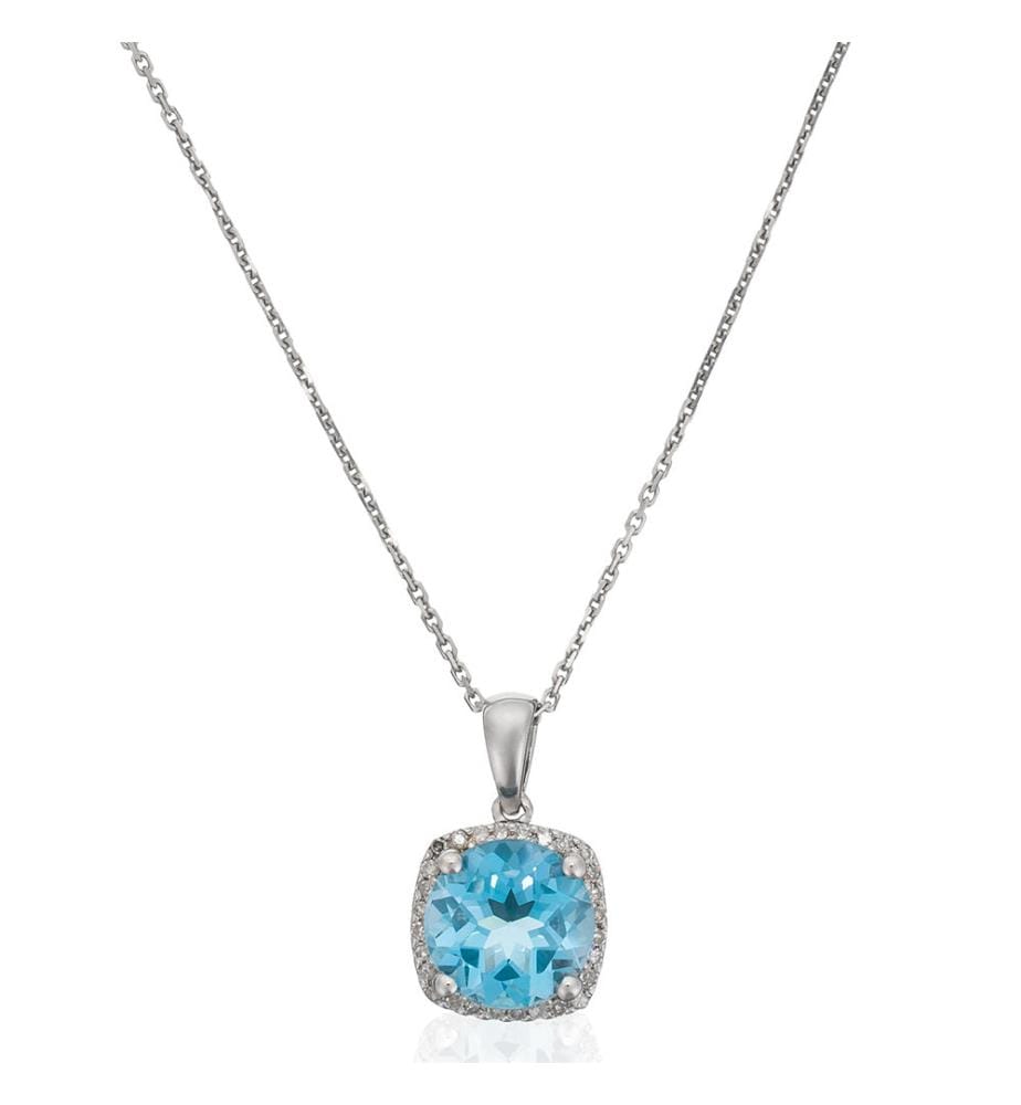 Collier Délicate Topaze - Argenté et Bleu Clair