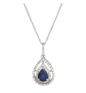 Pendentif Azurite - Or Blanc 375/1000