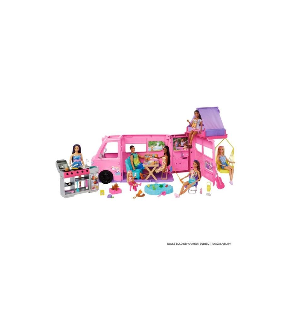 BARBIE - Set de jeu Super Aventure Camper avec tente de toit