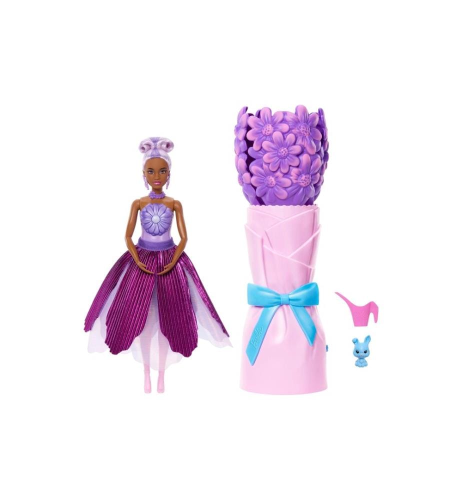 BARBIE - Ensemble de jeu Poupée Flower Surprise fleurs violettes
