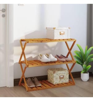 Klappregal 3 Böden Braun 70x31x63 cm Massivholz Akazie