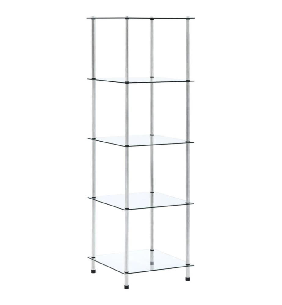 Regal mit 5 Ablagen Transparent 40x40x130 cm Hartglas