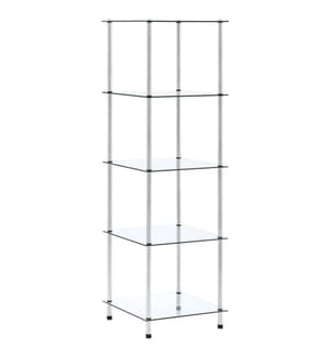 Regal mit 5 Ablagen Transparent 40x40x130 cm Hartglas