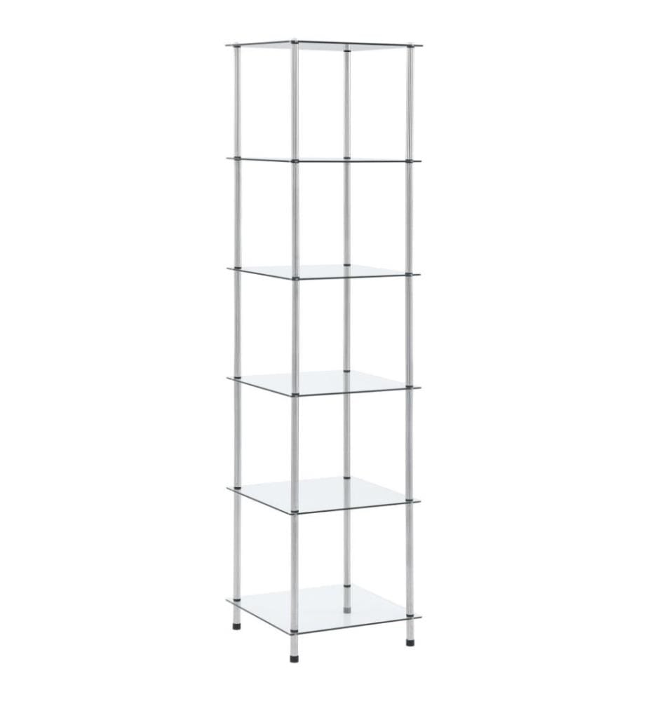 Regal mit 6 Ablagen Transparent 40x40x160 cm Hartglas