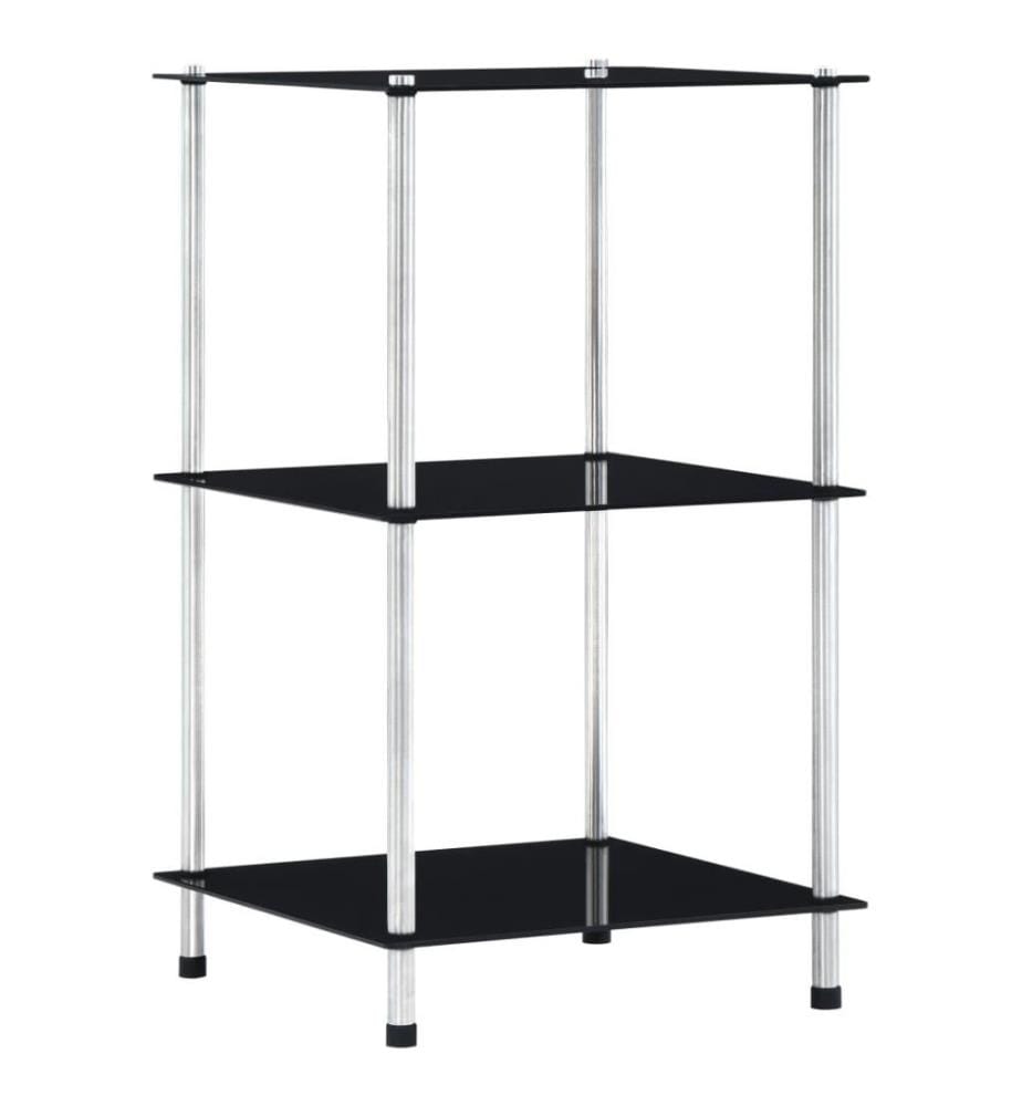 Regal mit 3 Ablagen Schwarz 40x40x67 cm Hartglas
