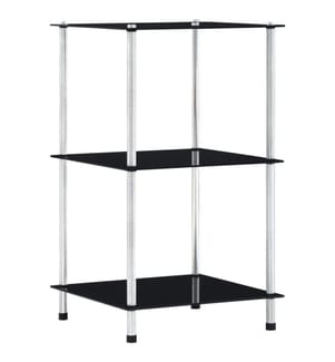 Regal mit 3 Ablagen Schwarz 40x40x67 cm Hartglas