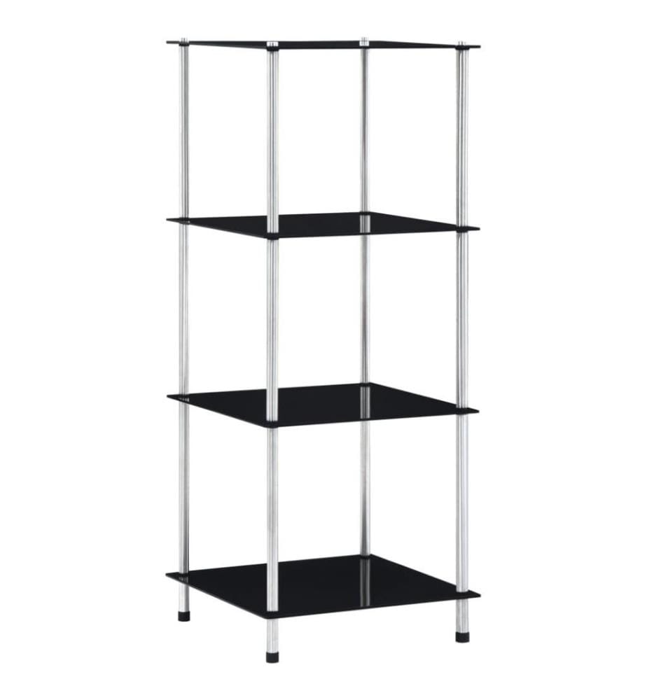 Regal mit 4 Ablagen Schwarz 40x40x100 cm Hartglas