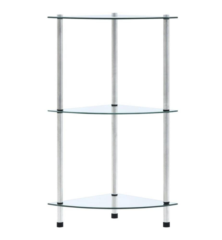 Regal mit 3 Ablagen Transparent 30x30x67 cm Hartglas