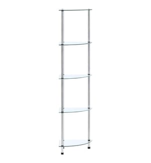 Regal mit 5 Ablagen Transparent 30x30x130 cm Hartglas