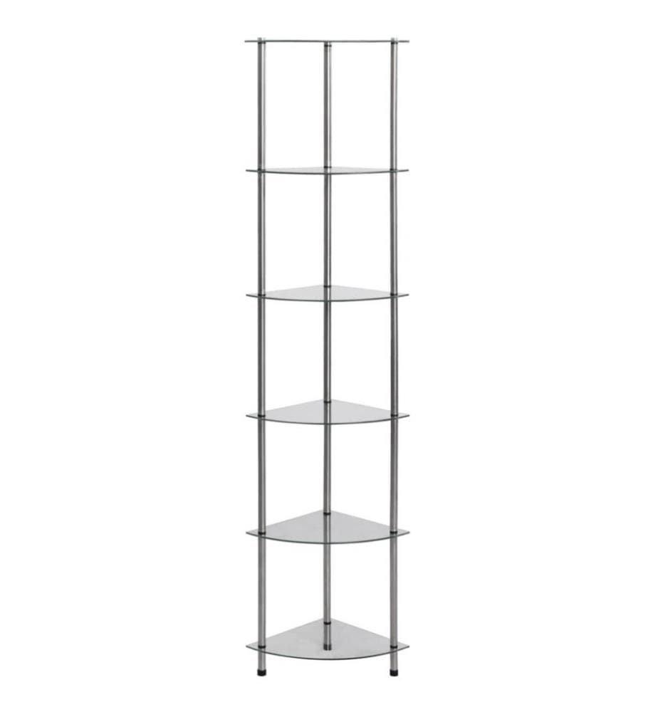 Regal mit 6 Ablagen Transparent 30x30x160 cm Hartglas