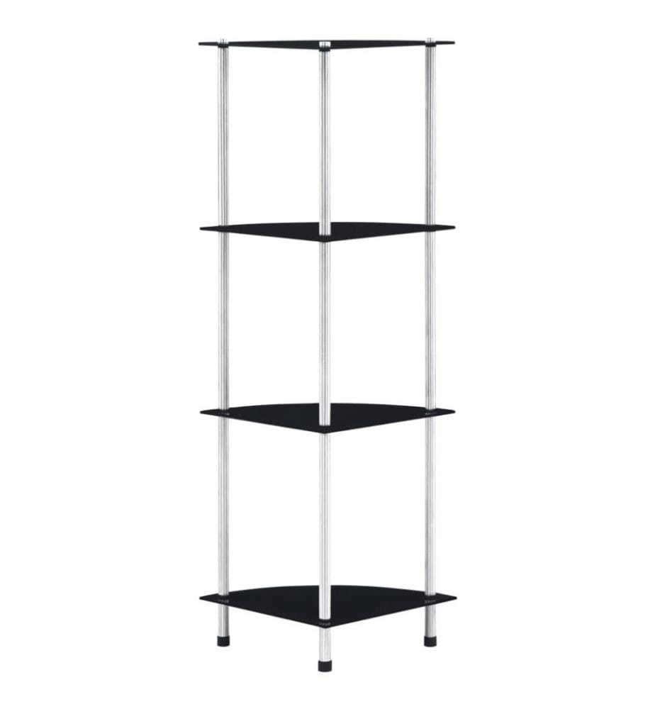 Regal mit 4 Ablagen Schwarz 30x30x100 cm Hartglas