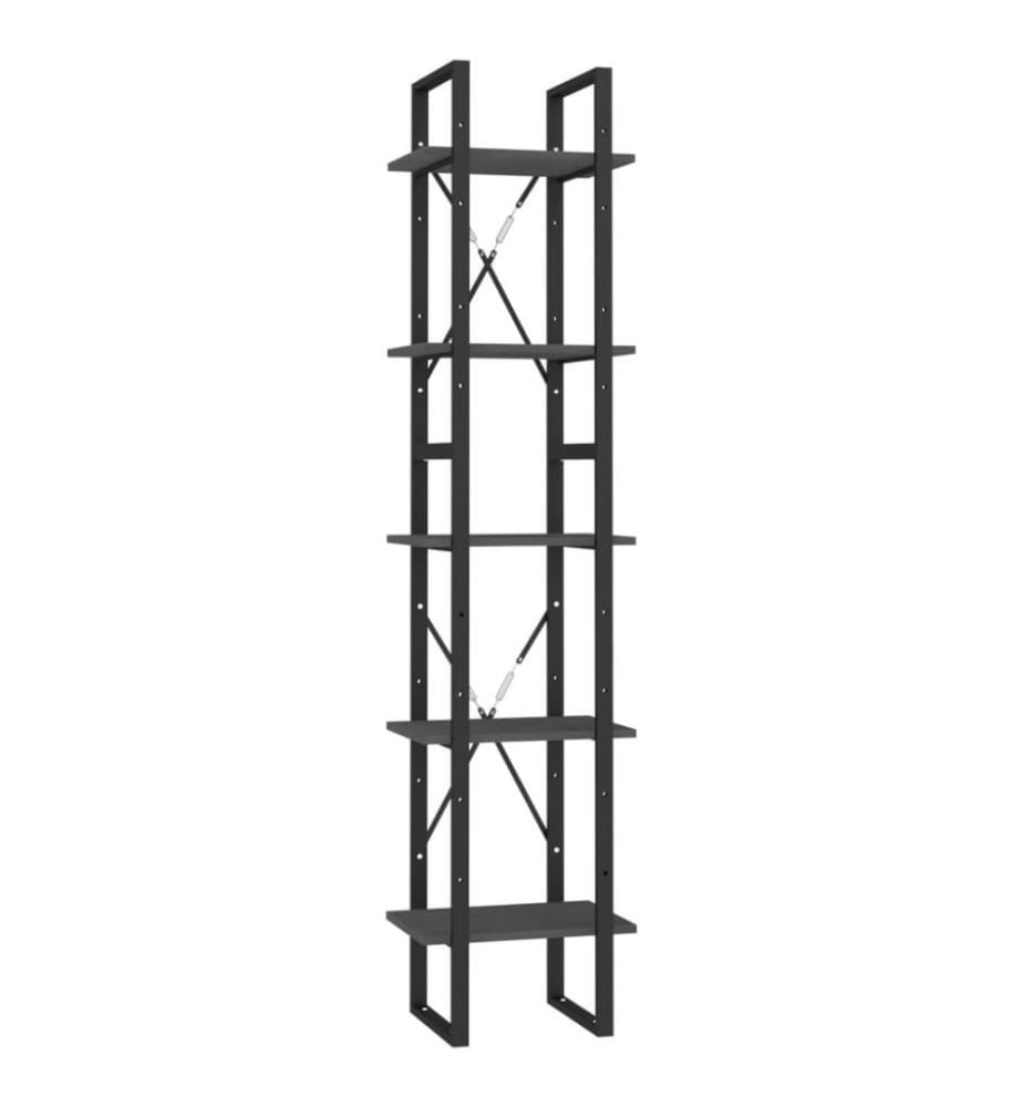 Bibliothèque à 5 niveaux Gris 40x30x175 cm Bois de pin