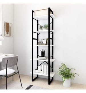Bücherregal 5 Fächer Weiss 60x30x175 cm Holzwerkstoff