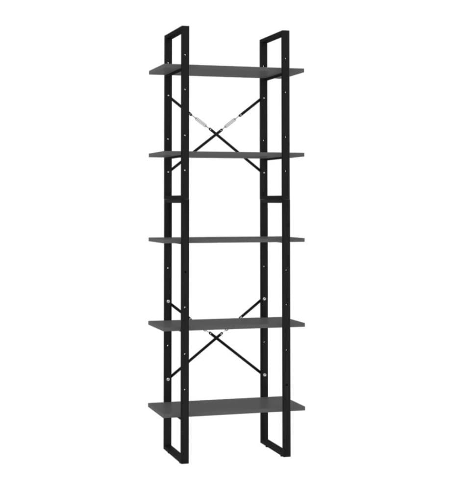 Bibliothèque à 5 niveaux Gris 60x30x175 cm Aggloméré