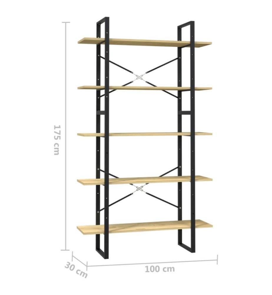 Bibliothèque à 5 niveaux 100x30x175 cm Bois de pin