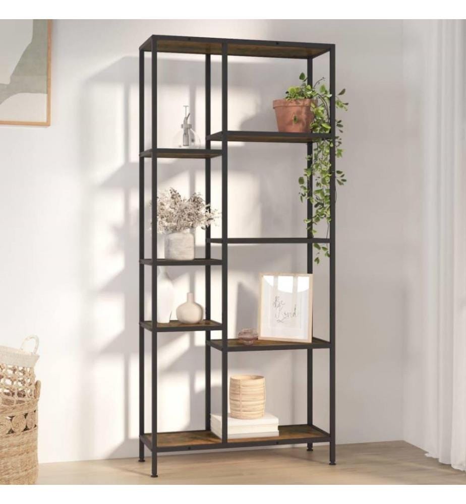 Bücherregal 80x30x180 cm Stahl und Holzwerkstoff