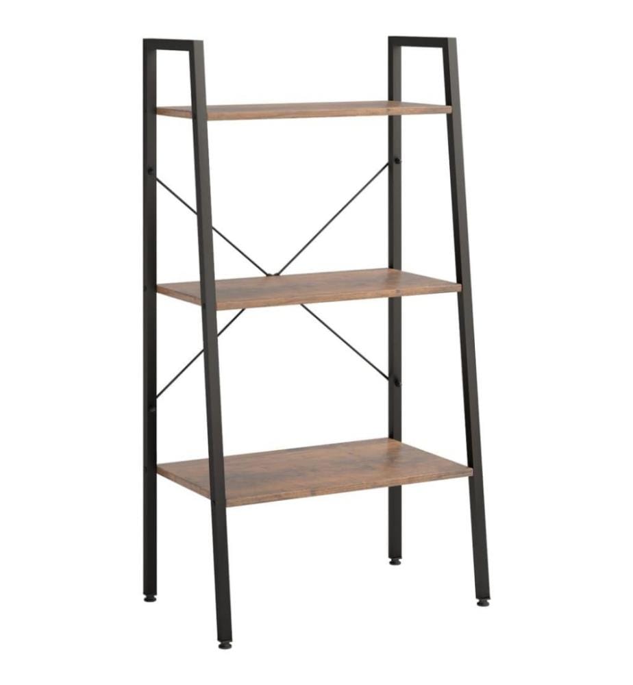 Étagère sur pied 3 niveaux Marron foncé et noir 56x35x108 cm