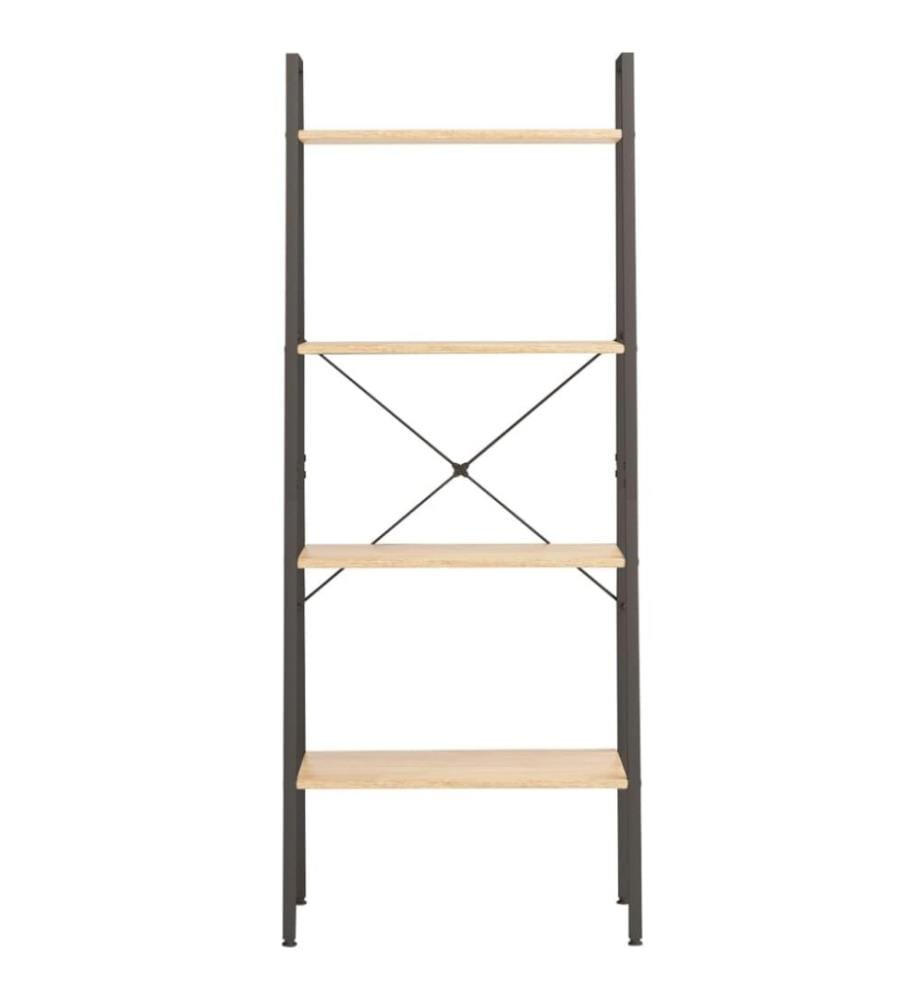 Standregal 4 Böden Hellbraun und Schwarz 56x35x140 cm