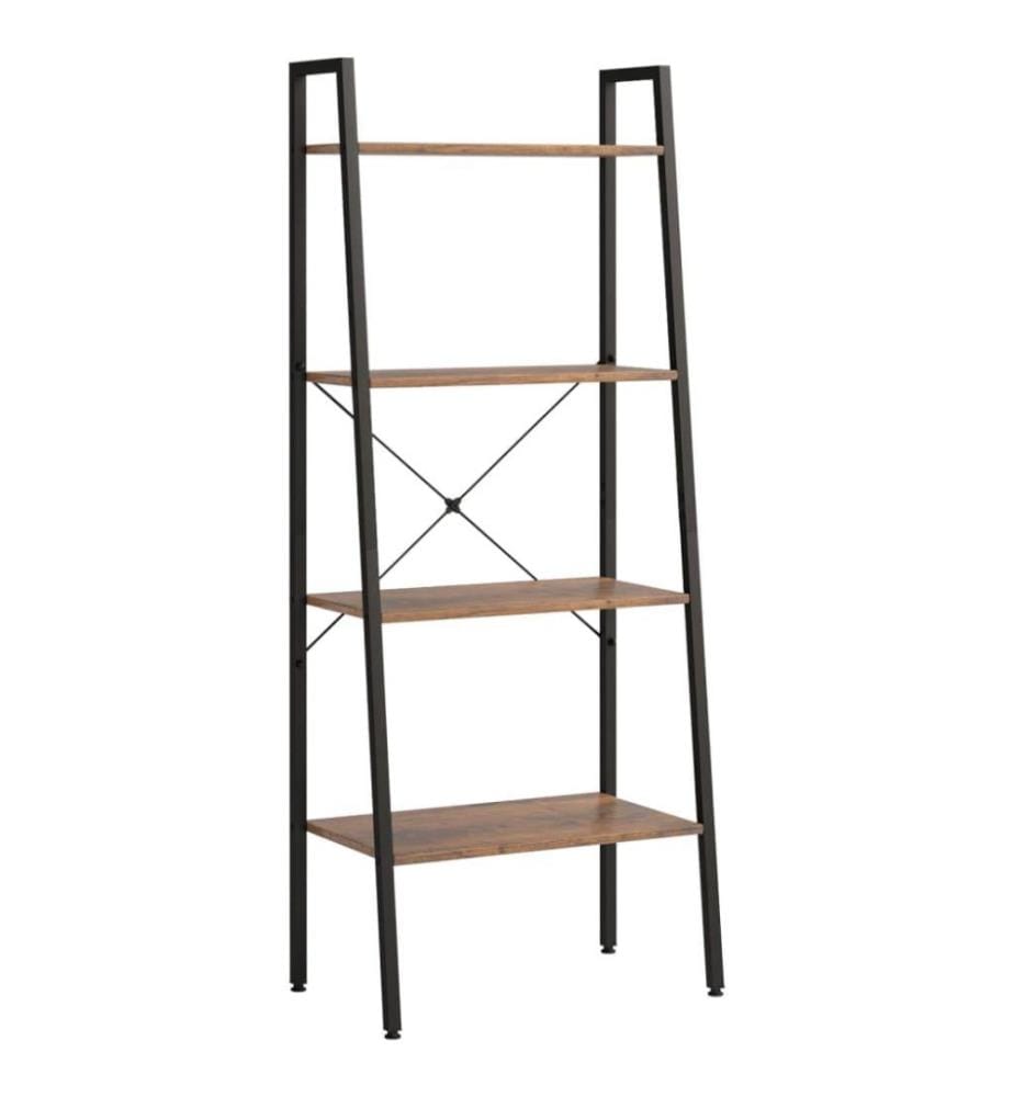 Standregal 4 Böden Dunkelbraun und Schwarz 56x35x140 cm