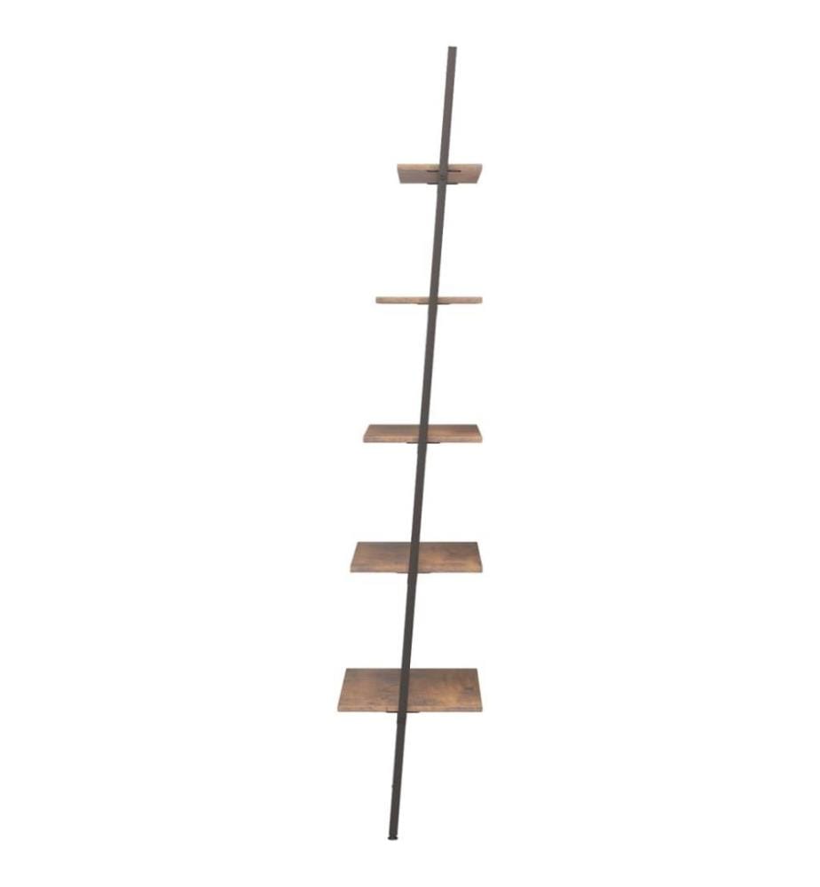 Anlehnregal mit 5 Ablagen Dunkelbraun und Schwarz 64x34x185,5cm