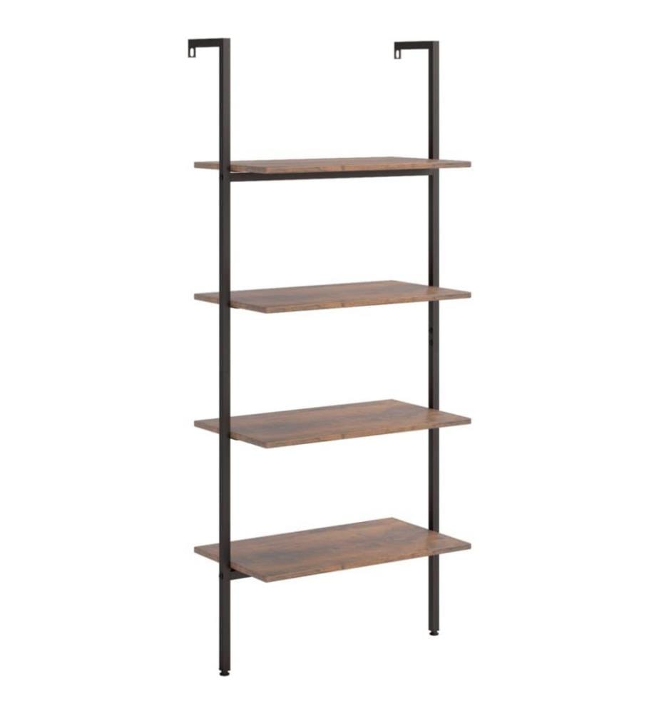 Étagère inclinée 4 niveaux Marron foncé et noir 64x35x152,5 cm