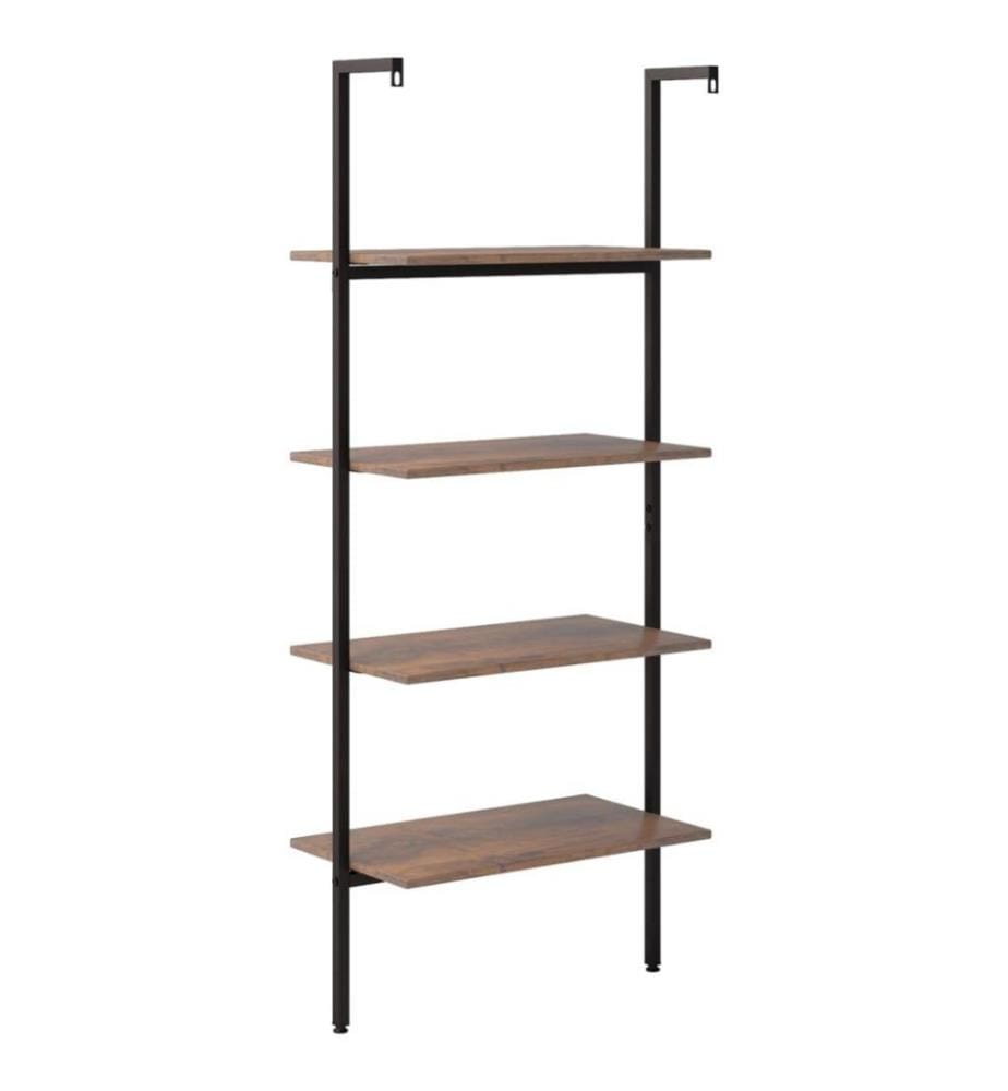 Étagère inclinée 4 niveaux Marron foncé et noir 64x35x152,5 cm