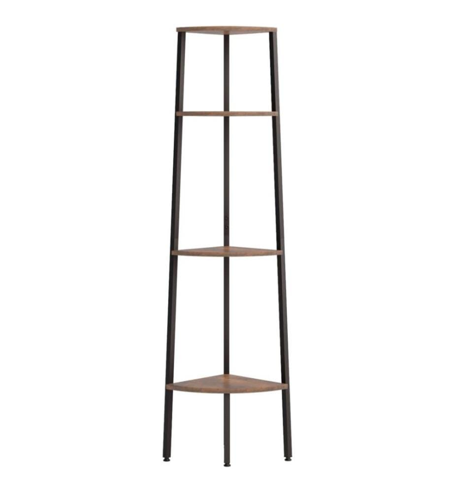 Étagère d'angle 4 niveaux Marron foncé et noir 45,5x31,5x150 cm